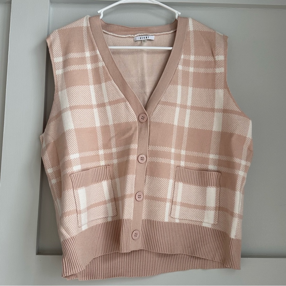 Sweater Vest - Plaid - Size XL (fits like L)